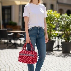 Vera Bradley Red  Quilted Mini Bag with Zipper & Inner Pockets